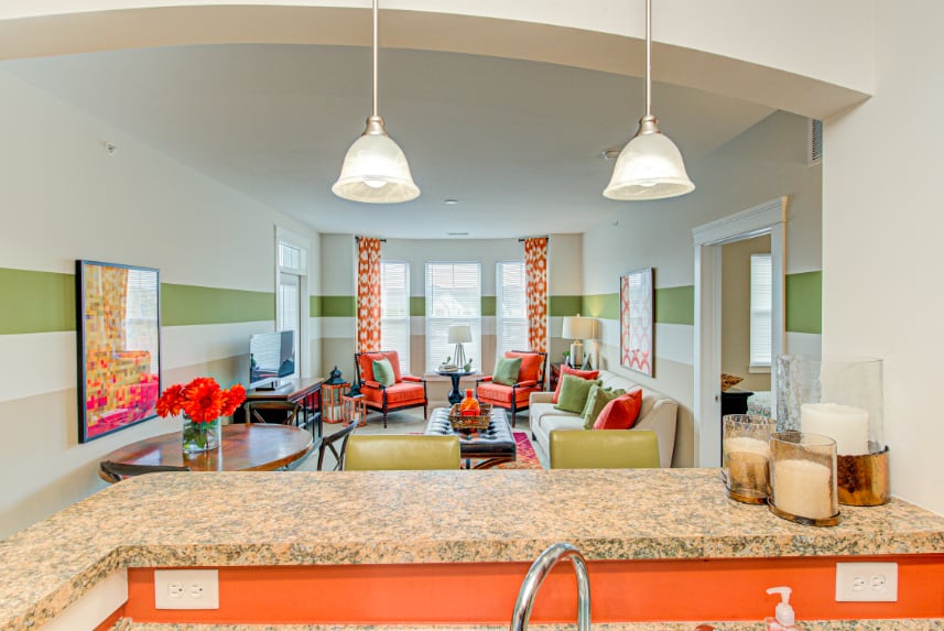 Dining room at model Sylvania apartments